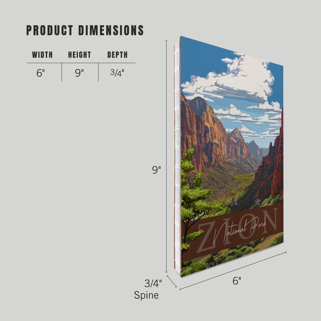 Lined 6x9 Journal, Zion National Park, Zion Canyon View, Typography, Lay Flat, 193 Pages, FSC paper