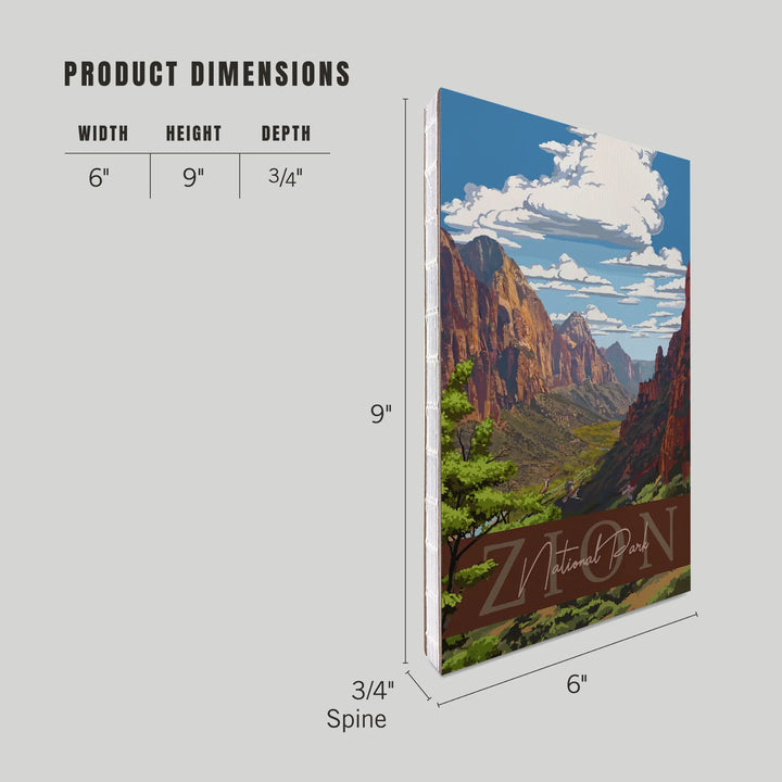 Lined 6x9 Journal, Zion National Park, Zion Canyon View, Typography, Lay Flat, 193 Pages, FSC paper