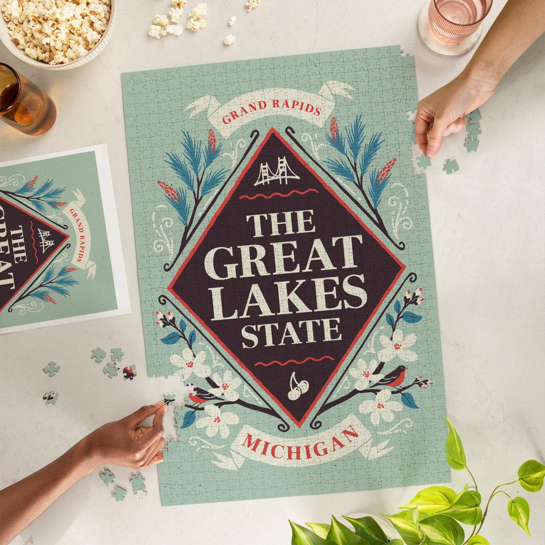 Grand Rapids, Michigan, State Motto Crest, State Series, Jigsaw Puzzle