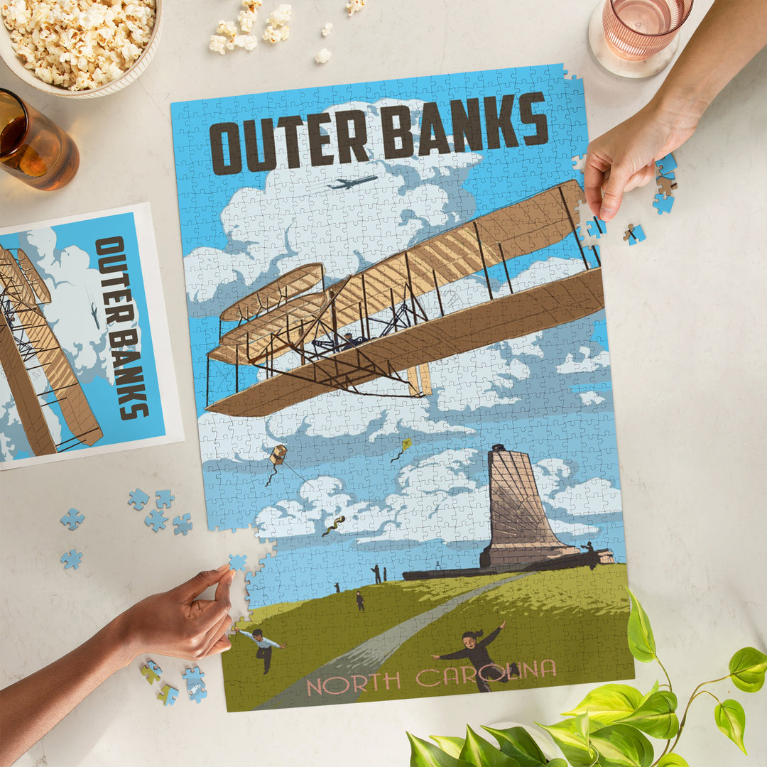 Outer Banks, North Carolina, Painterly, Wright Brothers National Memorial, 1000 Piece Jigsaw Puzzle