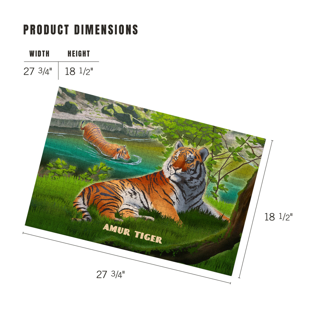 Lithograph Wildlife Amur (Siberian) Tiger, 1000 Piece Jigsaw Puzzle
