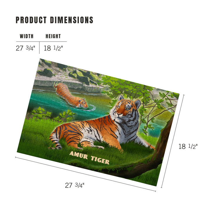 Lithograph Wildlife Amur (Siberian) Tiger, 1000 Piece Jigsaw Puzzle