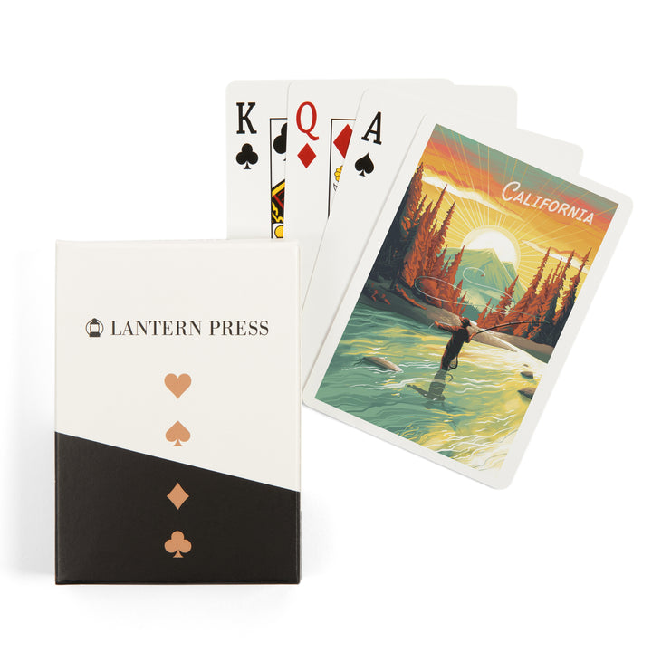 Playing Cards, California This is Living Fishing Mountain, 52 Card Deck with Jokers in Box, Unique Art