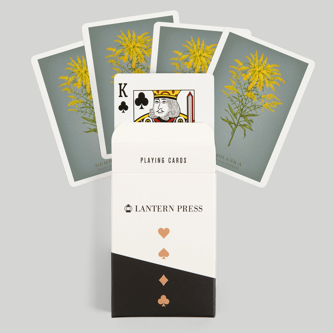 Playing Cards, Nebraska, Vintage Flora, State Series, Giant Goldenrod, 52 Card Deck with Jokers in Box, Unique Art