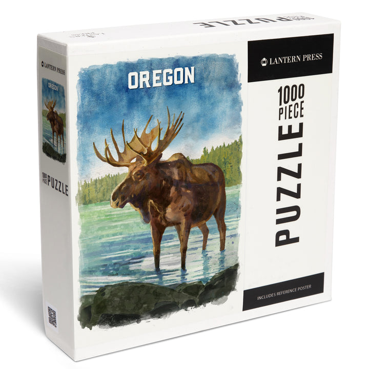 Oregon, Watercolor Study, Moose, 1000 Piece Jigsaw Puzzle