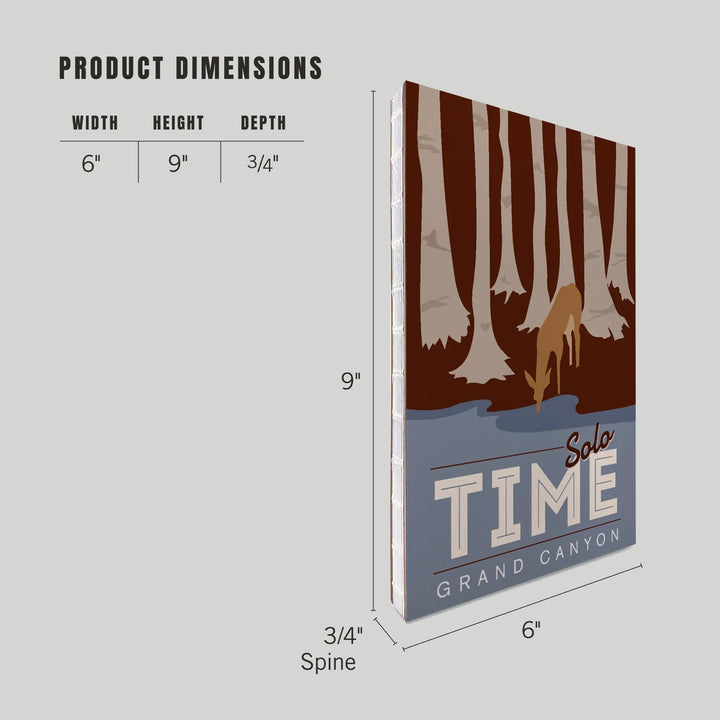 Lined 6x9 Journal, Grand Canyon National Park, Arizona, Solo Time, Deer Drinking, Vector Style, Lay Flat, 193 Pages, FSC paper