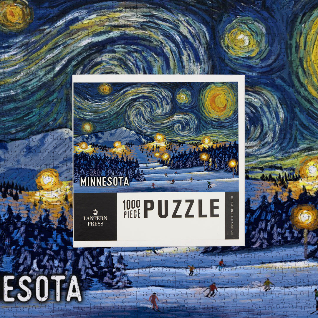 Minnesota, Starry Night, Ski, Jigsaw Puzzle