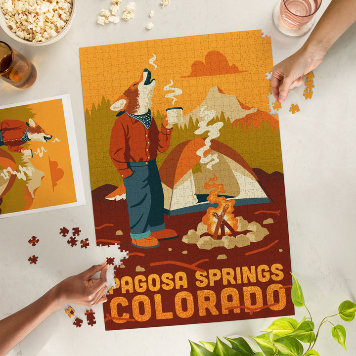 Pagosa Springs, Colorado, Animal Activities Series, Camping Coyote, 1000 Piece Jigsaw Puzzle