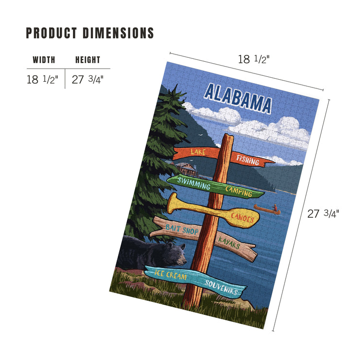 Alabama, Signpost, Lake and Bear, Jigsaw Puzzle