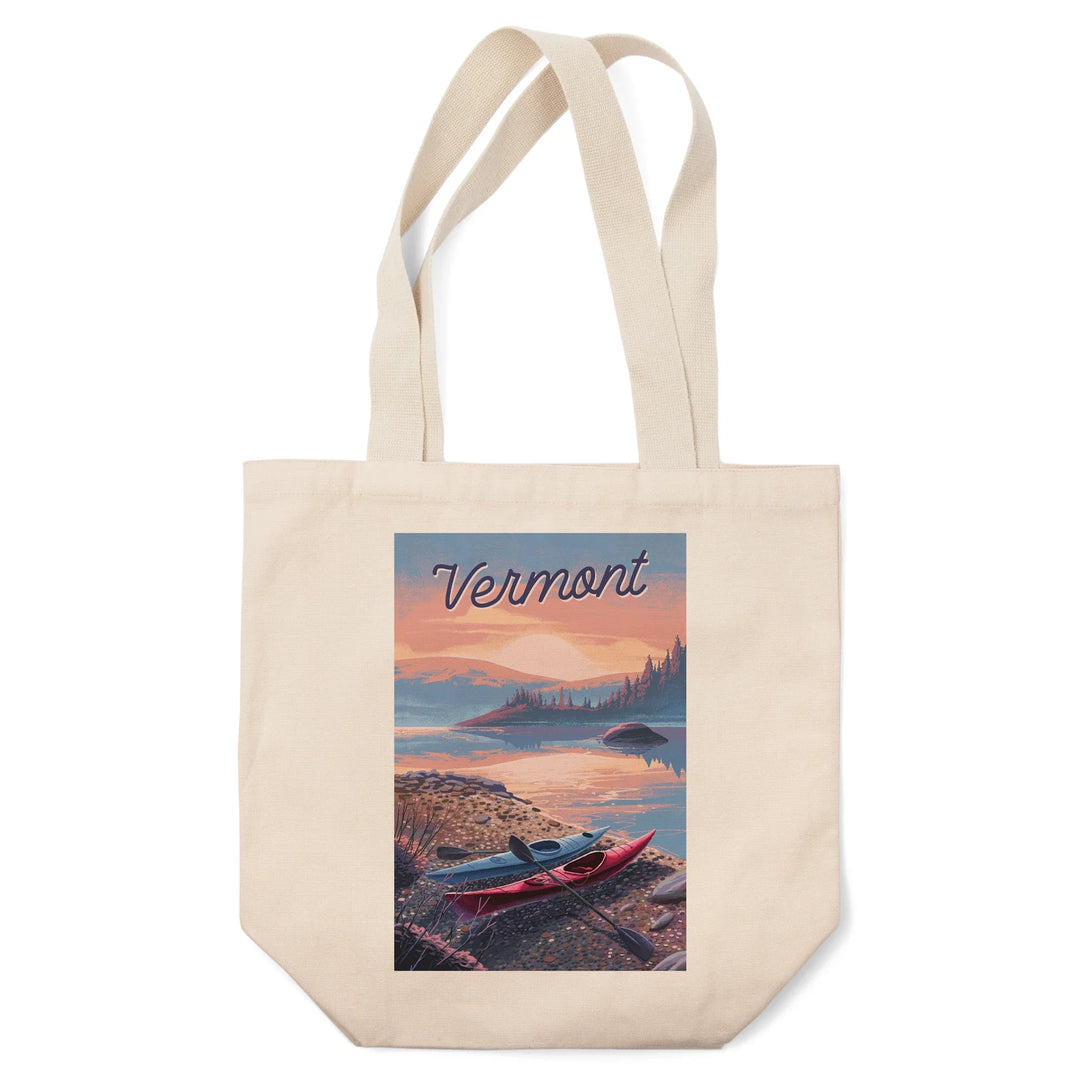 Vermont, Glassy Sunrise, Kayak, Tote Bag