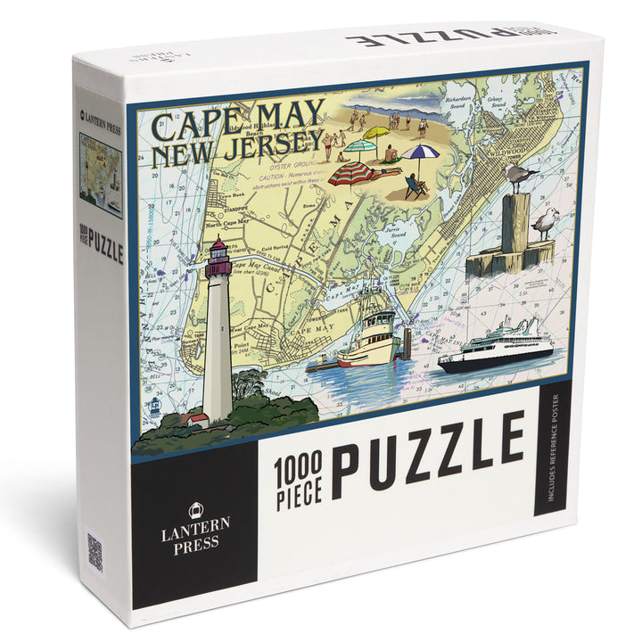 Cape May, New Jersey, Nautical Chart, Jigsaw Puzzle