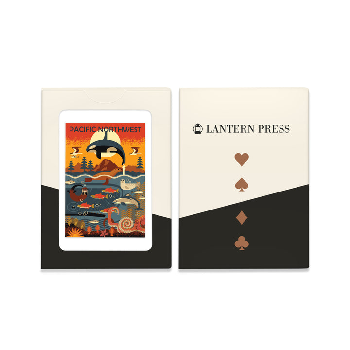 Playing Cards, Pacific Northwest, Marine Animals, Geometric, Summer, 52 Card Deck with Jokers in Box, Unique Art