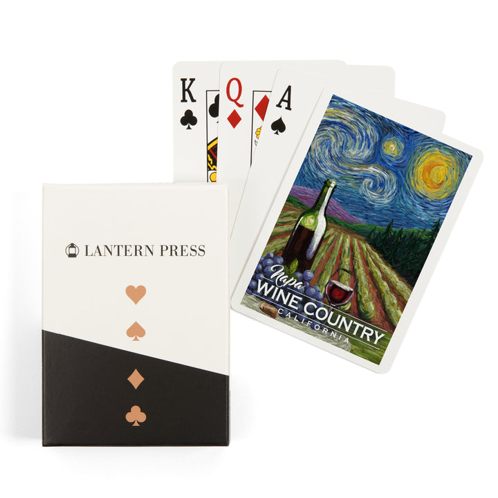 Playing Cards, Napa, California, Wine Country, Vineyard, Starry Night, 52 Card Deck with Jokers in Box, Unique Art