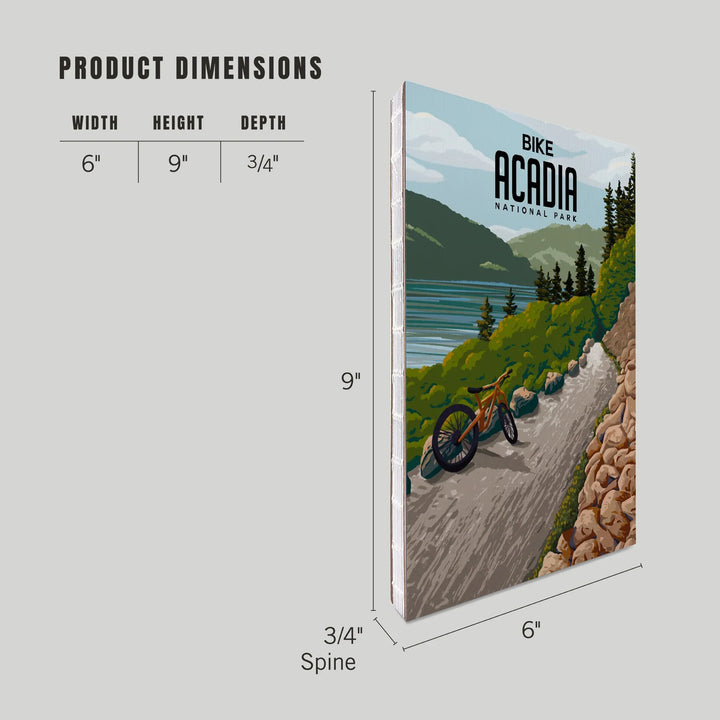 Lined 6x9 Journal, Acadia National Park, Maine, Painterly, Biking River Path, Lay Flat, 193 Pages, FSC paper