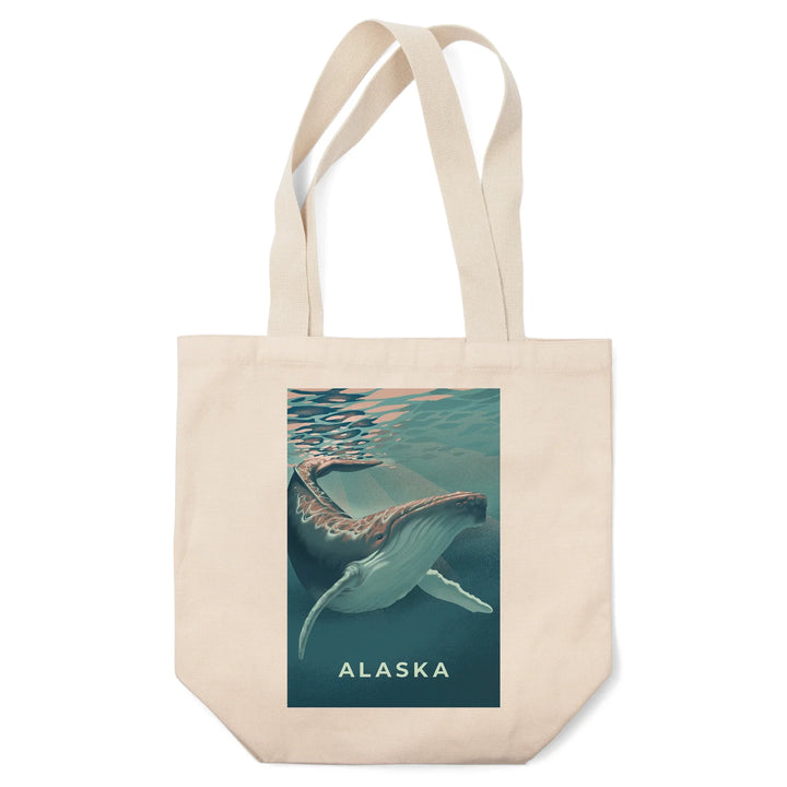 Alaska, Lithograph, Humpback Whale, Tote Bag