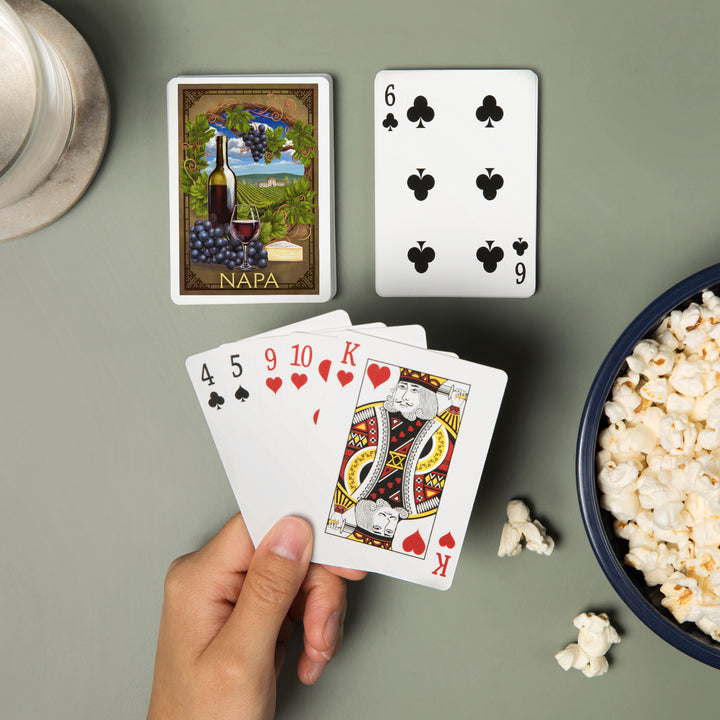 Playing Cards, Napa, California, Pinot Noir Vineyard Scene, 52 Card Deck with Jokers in Box, Unique Art