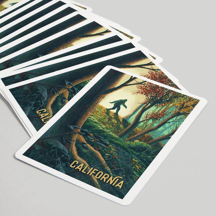 Playing Cards, California, Wanderer, Bigfoot in Forest, 52 Card Deck with Jokers in Box, Unique Art
