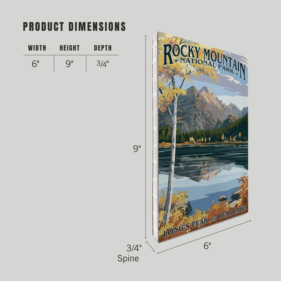 Lined 6x9 Journal, Rocky Mountain National Park, Colorado, Longs Peak and Bear Lake Fall, Lay Flat, 193 Pages, FSC paper