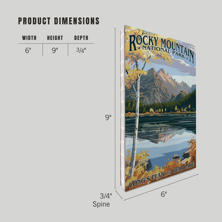 Lined 6x9 Journal, Rocky Mountain National Park, Colorado, Longs Peak and Bear Lake Fall, Lay Flat, 193 Pages, FSC paper