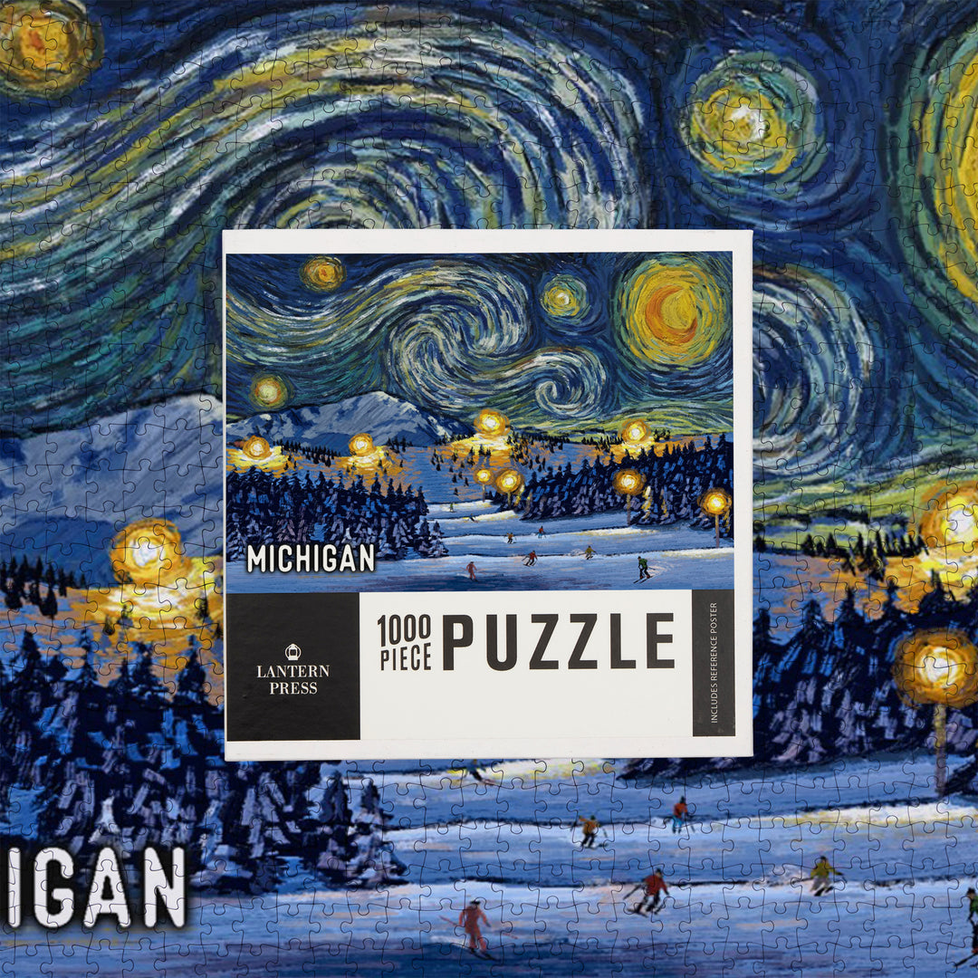 Michigan, Starry Night, Ski, Jigsaw Puzzle