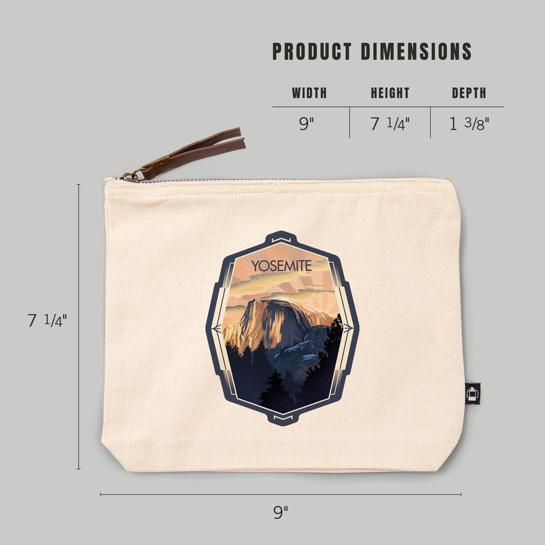 Yosemite, California, Half Dome, Lithograph,, Organic Cotton Zipper Pouch, Go Bag