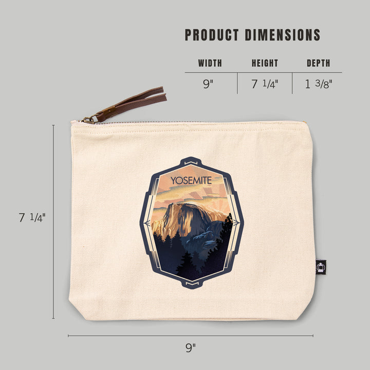 Yosemite, California, Half Dome, Lithograph,, Organic Cotton Zipper Pouch, Go Bag
