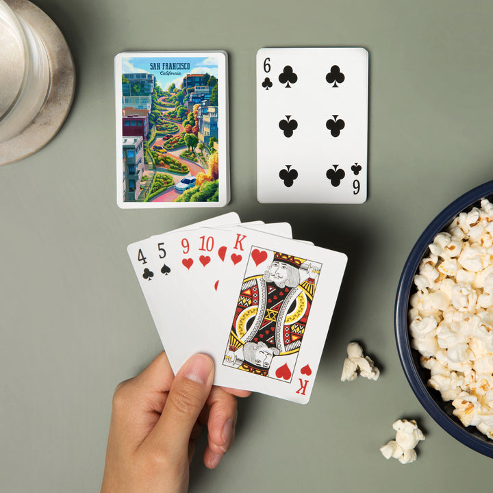 Playing Cards, San Francisco, California, Lombard Street, Oil, 52 Card Deck with Jokers in Box, Unique Art