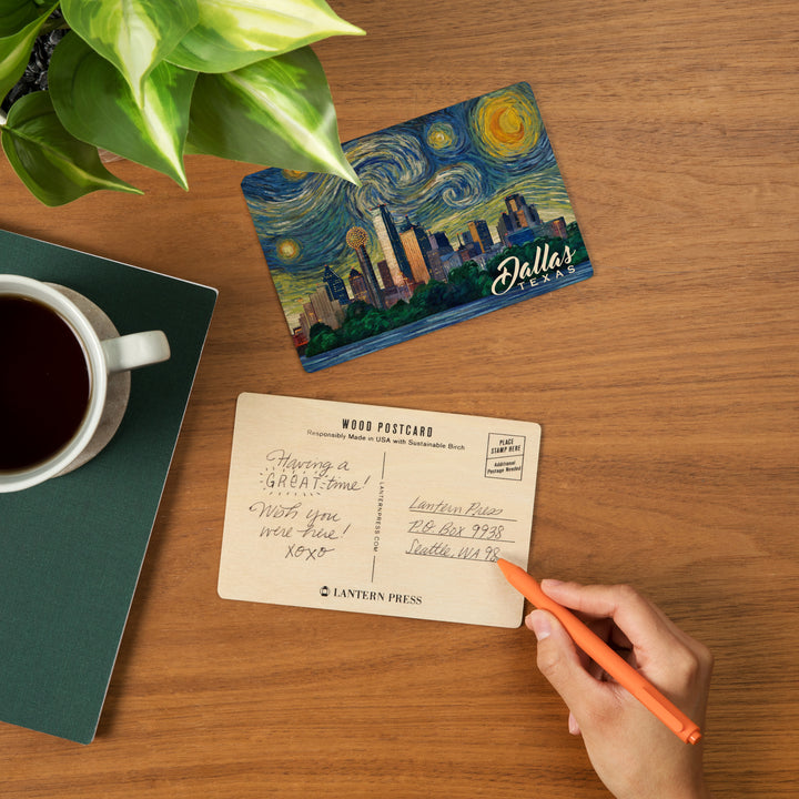 Dallas, Texas, Starry Night City Series, Wood Sign and Postcards