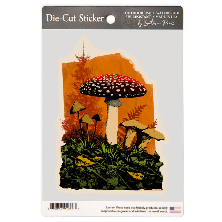 Retro Print Collage, Mushrooms, Vinyl Sticker