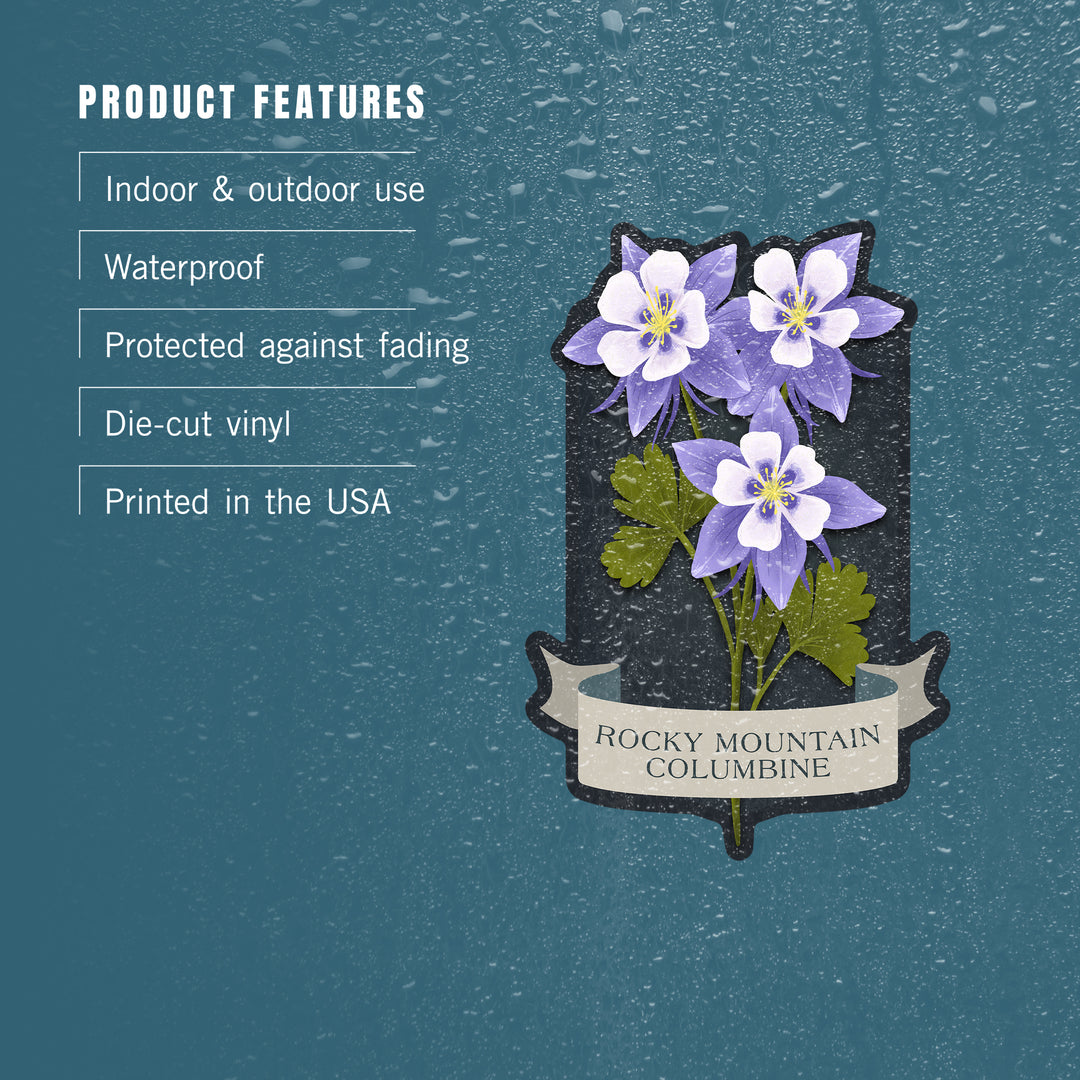 Vintage Flora Noir, Rocky Mountain Columbine, Vinyl Sticker