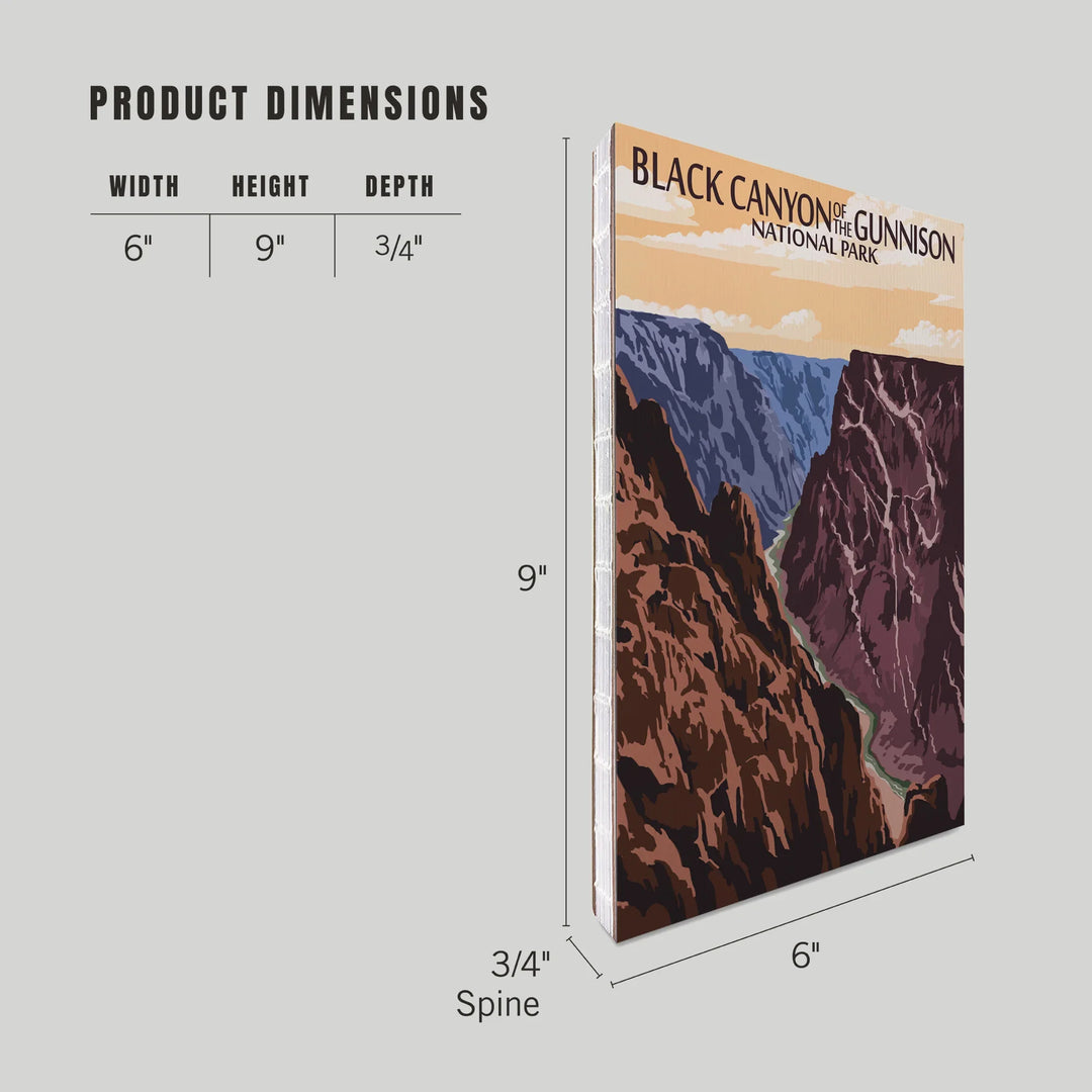 Lined 6x9 Journal, Black Canyon of the Gunnison National Park, Colorado, River and Cliffs, Painterly Series, Lay Flat, 193 Pages, FSC paper