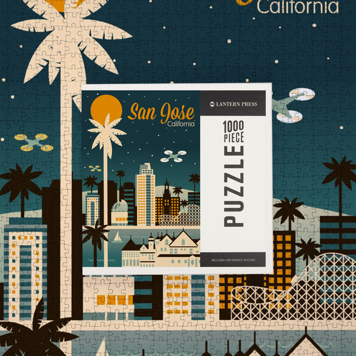 San Jose, California, Retro Skyline Series, Jigsaw Puzzle