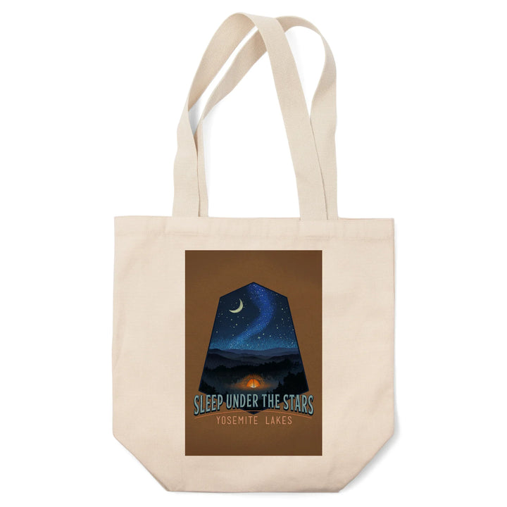 Yosemite National Park, California, Yosemite Lakes, Sleep Under the Stars, Tent and Night Sky, Tote Bag