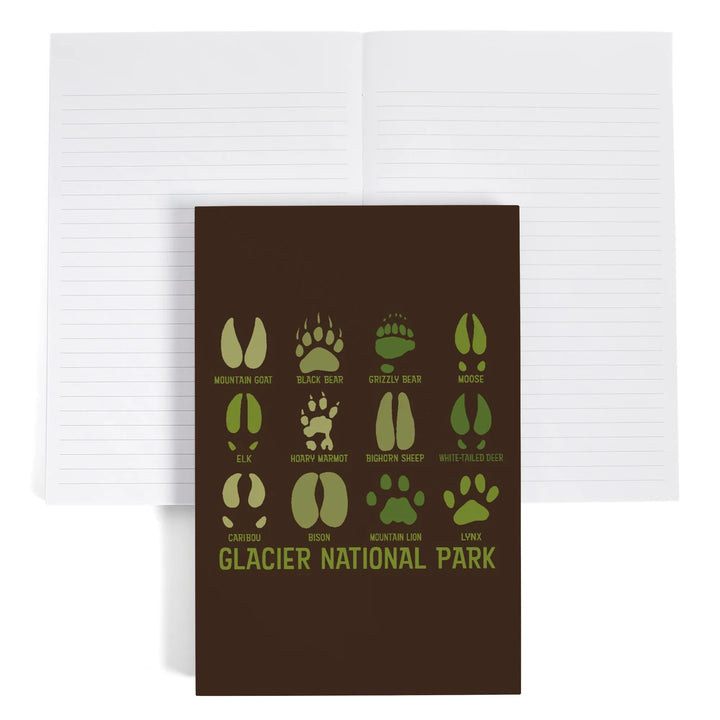Lined 6x9 Journal, Glacier National Park, Montana, Animal Tracks, Lay Flat, 193 Pages, FSC paper