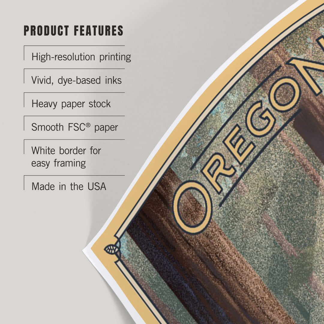 Oregon, Deer in Forest, Lithograph, Art & Giclee Prints