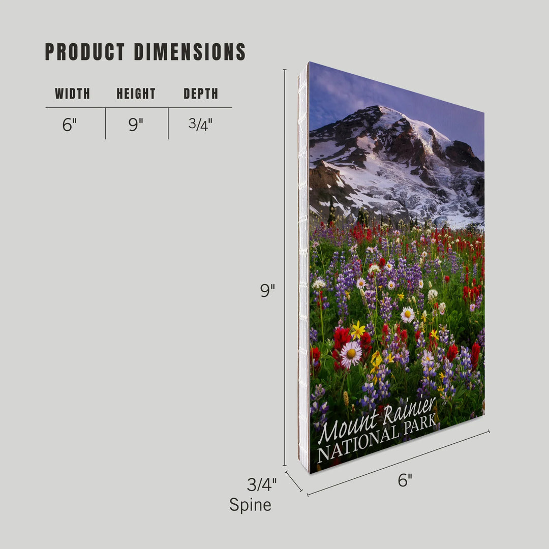 Lined 6x9 Journal, Mount Rainier National Park, Mountain and Spring Flowers, Lay Flat, 193 Pages, FSC paper