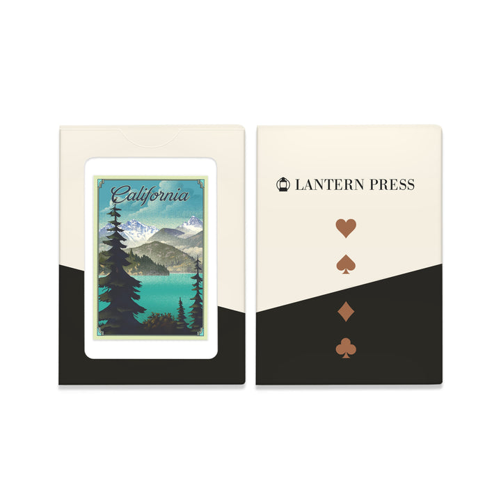 Playing Cards, California, Lake, Lithograph, 52 Card Deck with Jokers in Box, Unique Art