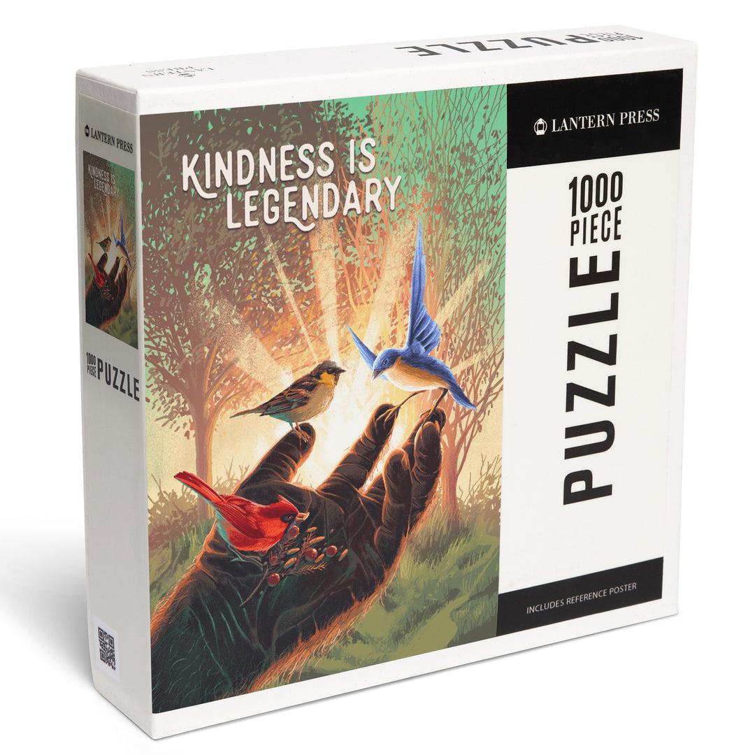 Kindness is Legendary, Bigfoot With Birds, Green, 1000 Piece Jigsaw Puzzle