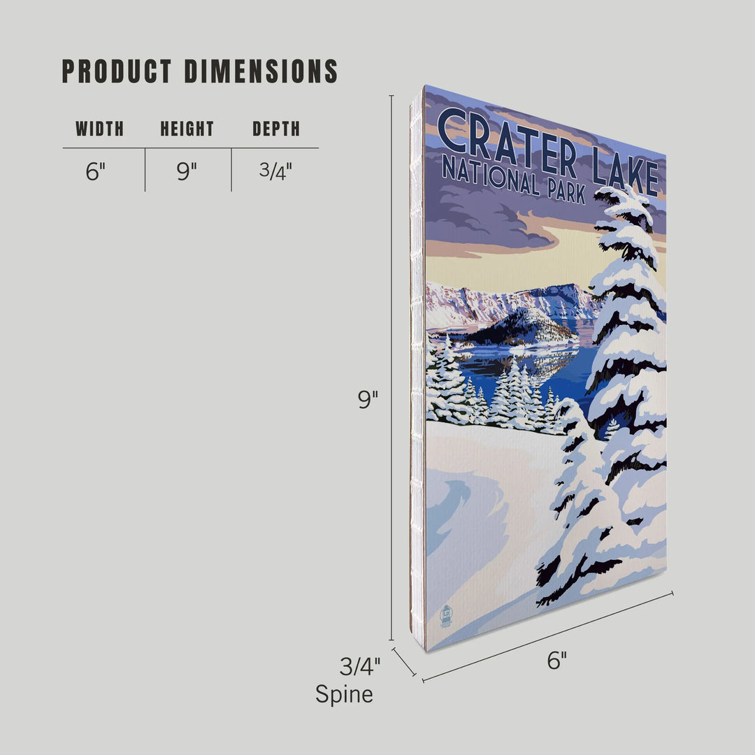 Lined 6x9 Journal, Crater Lake National Park, Oregon, Winter Scene, Painterly Series, Lay Flat, 193 Pages, FSC paper
