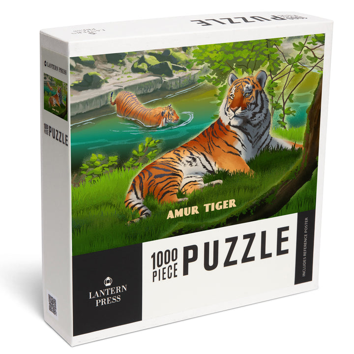 Lithograph Wildlife Amur (Siberian) Tiger, 1000 Piece Jigsaw Puzzle