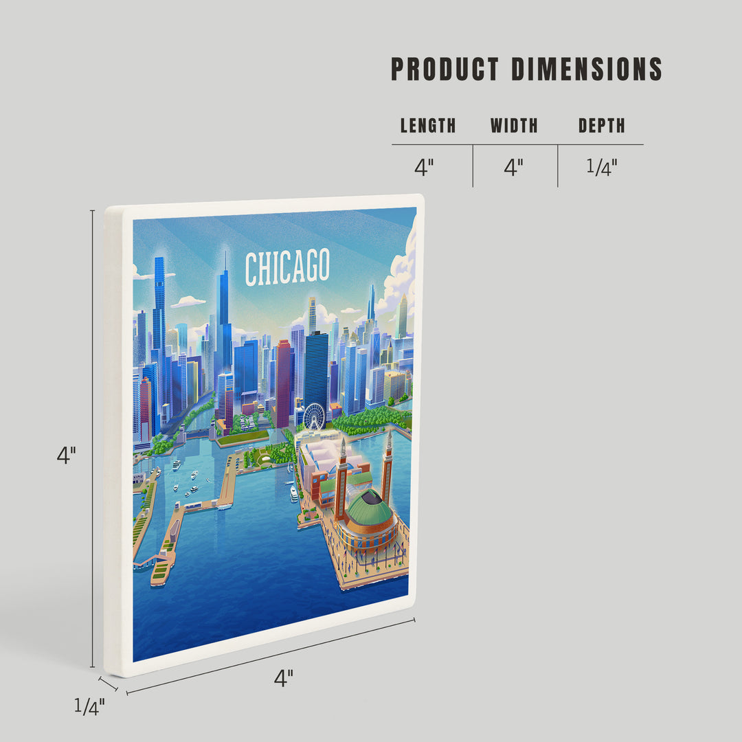 Chicago, Illinois, Lithograph City Series, Coasters