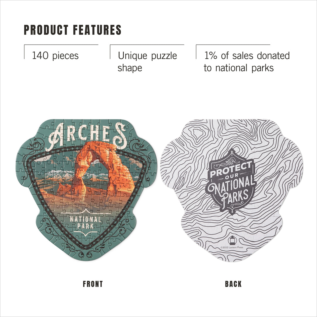 Lantern Press Mini Shaped Adult Jigsaw Puzzle, Protect Our National Parks (Arches)