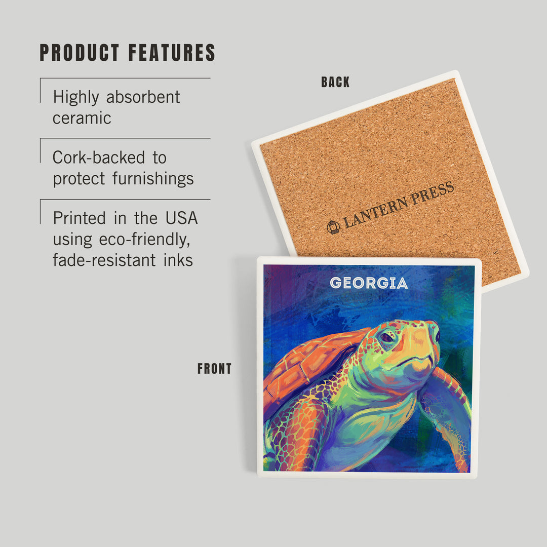 Georgia, Vivid, Sea Turtle, Coasters