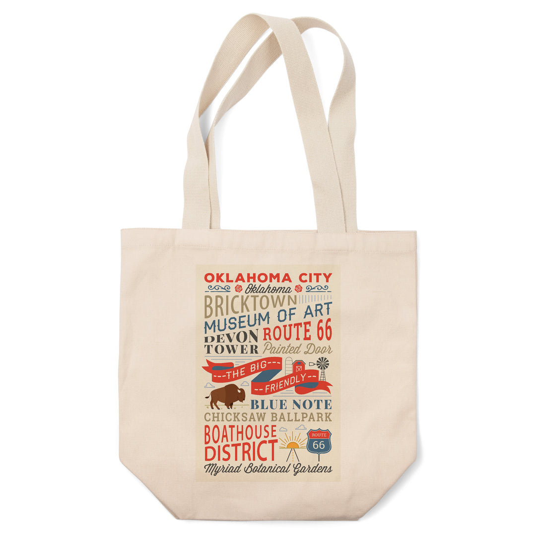 Oklahoma City, Oklahoma, Stacked Typography, Tote Bag