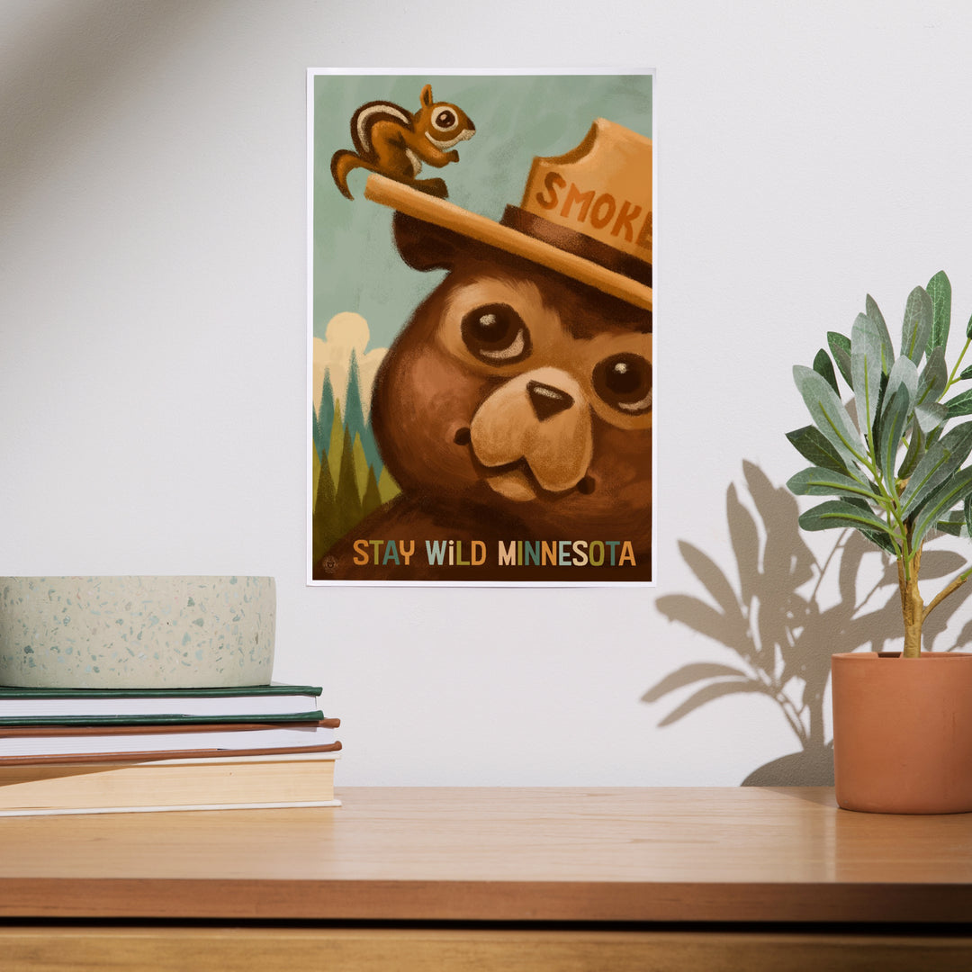 Minnesota, Smokey Bear and Squirrel, Officially Licensed, Art & Giclee Prints