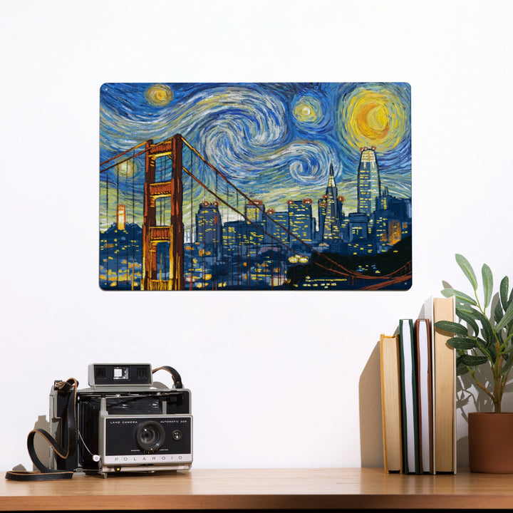 San Francisco, California, Starry Night City Series, 12x18 Metal Sign