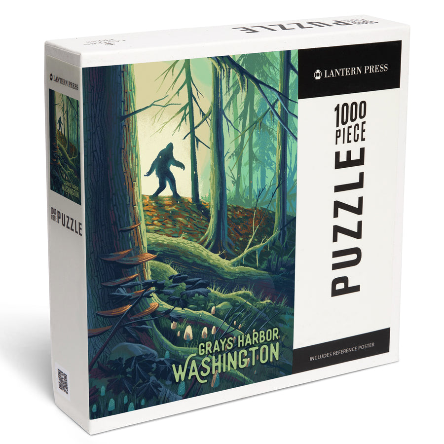 Grays Harbor, Washington, Get Outside Series, Wanderer, Bigfoot in Forest, Jigsaw Puzzle - Lantern Press