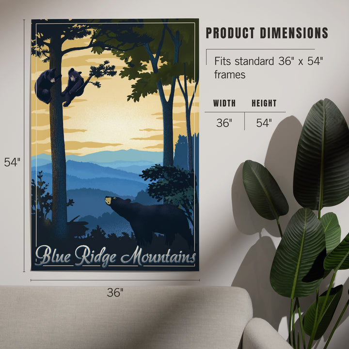 Blue Ridge Mountains, Black Bear at Sunset, Lithograph, Art & Giclee Prints