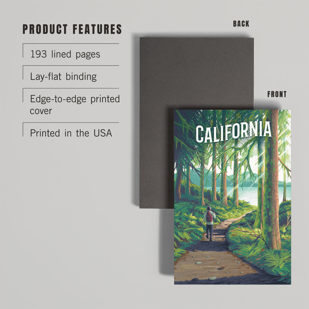Lined 6x9 Journal, California, Walk In The Woods, Day Hike, Lay Flat, 193 Pages, FSC paper