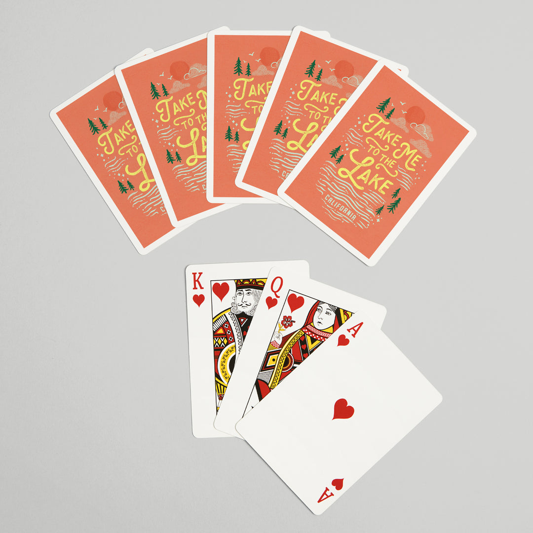 Playing Cards, California, Lake Life Series, Take Me To The Lake, 52 Card Deck with Jokers in Box, Unique Art